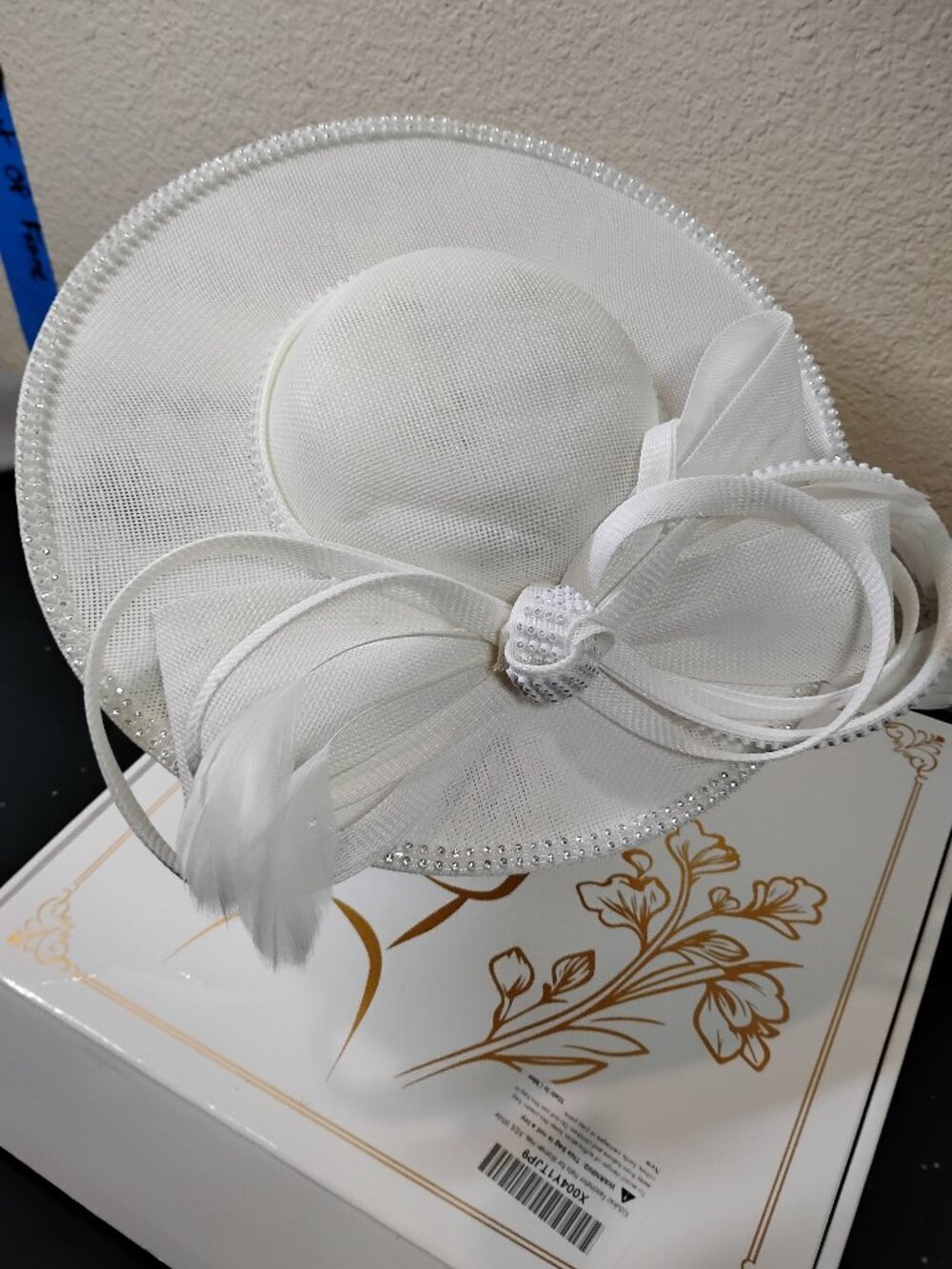 White Fascinator Hat Headband Wedding Tea Party Bridal Kentucky Derby Church
